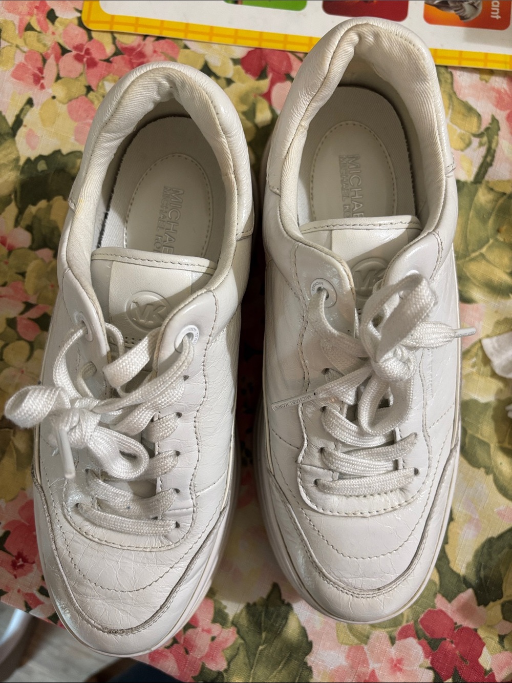 Michael Kors All-White Leather Lace-Up Sneakers